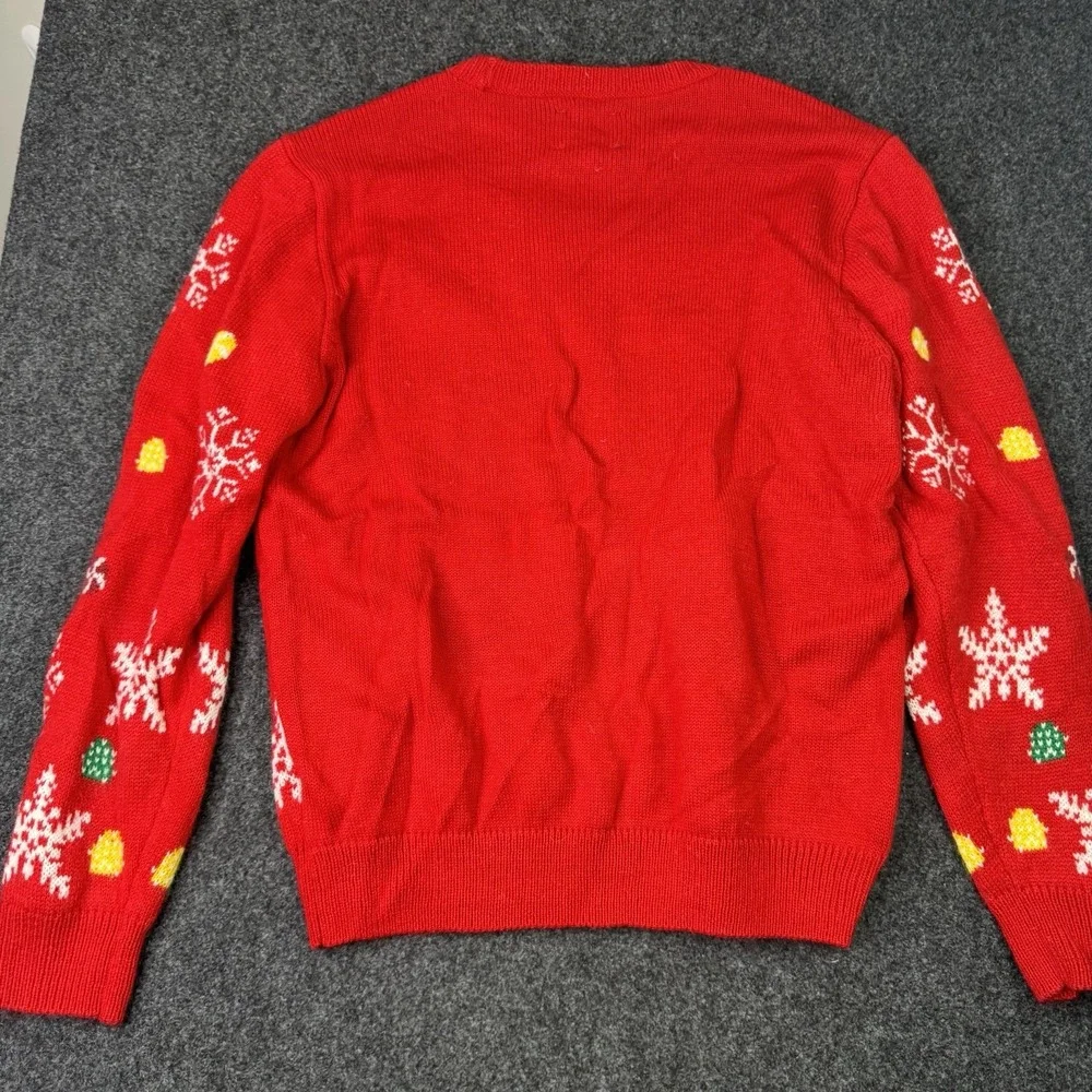 Party Sweater Dec 25th Christmas Sweater Mens L Gingerbread Ugly Holiday Red